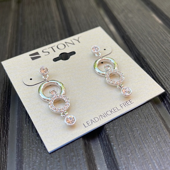 Silver Rhinestone Earrings - Picture 3 of 11